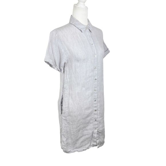 C&C California Linen Shirt Dress Women Small Short Sleeve Button Up Collared - Picture 2 of 14